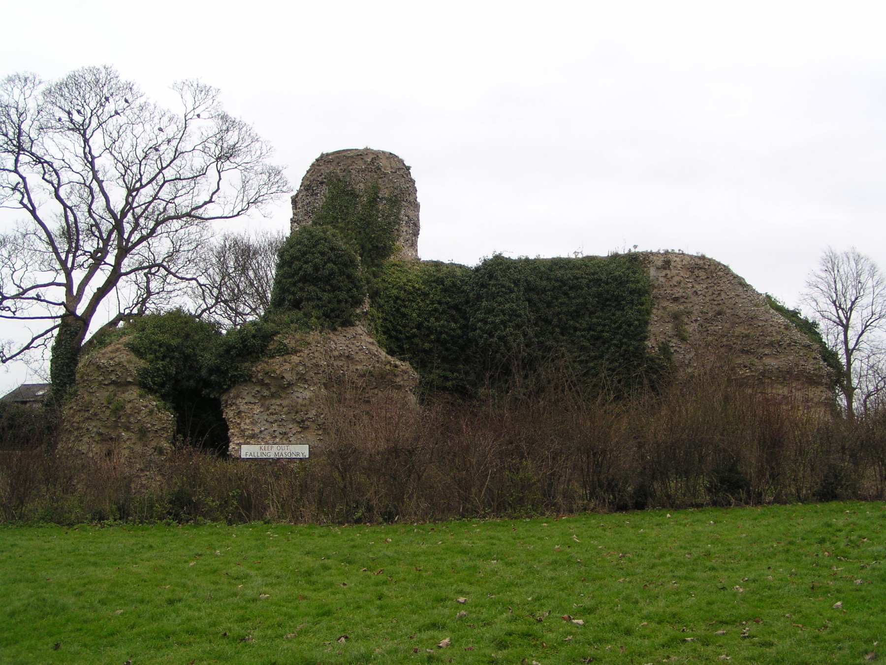 The surviving flint walls of Walden Castle